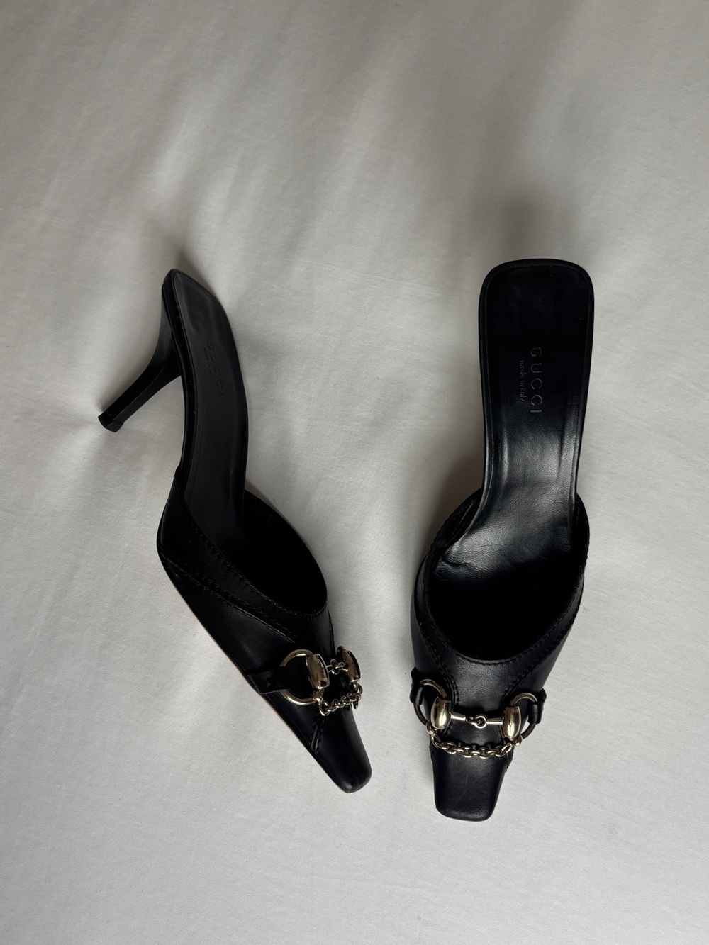 Vintage y2k Gucci black buckle pointy toe kitten heel